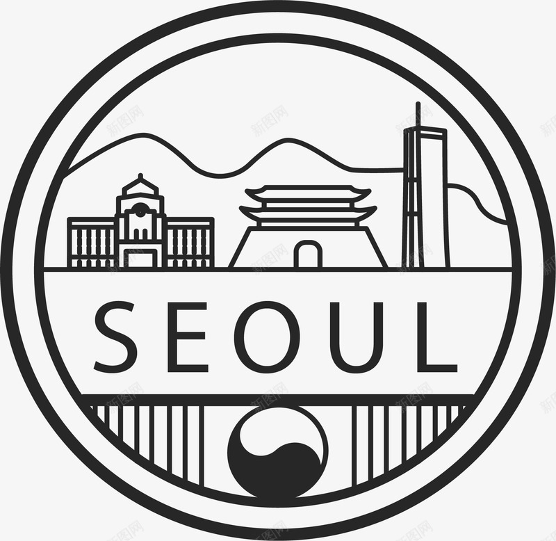 韩国首尔纪念章png免抠素材_新图网 https://ixintu.com 旅游纪念 矢量素材 韩国 首尔 首尔徽章