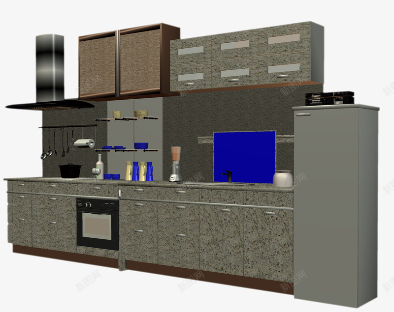 3D厨房场景模型png免抠素材_新图网 https://ixintu.com 3D厨房场景模型 3D模型 动画建模 厨房 厨房场景