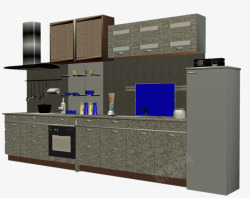 动画建模3D厨房场景模型高清图片