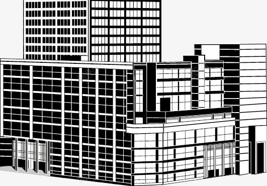 黑白建筑楼房png免抠素材_新图网 https://ixintu.com 建筑 楼房 高楼大厦 黑白