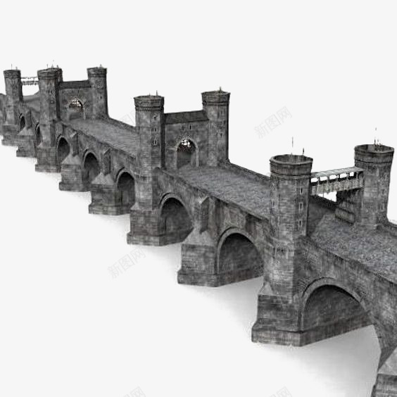 复古石桥png免抠素材_新图网 https://ixintu.com 创意建筑 城堡 大桥 黑白