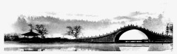 黑白的桥水墨画高清图片