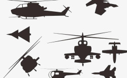 直升机和战斗机组合素材