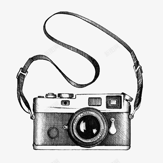 相机png免抠素材_新图网 https://ixintu.com 手绘相机 素描 黑白