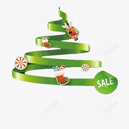 绿色丝绸圣诞树png免抠素材_新图网 https://ixintu.com 圣诞树 圣诞物品 绿色丝绸 装饰