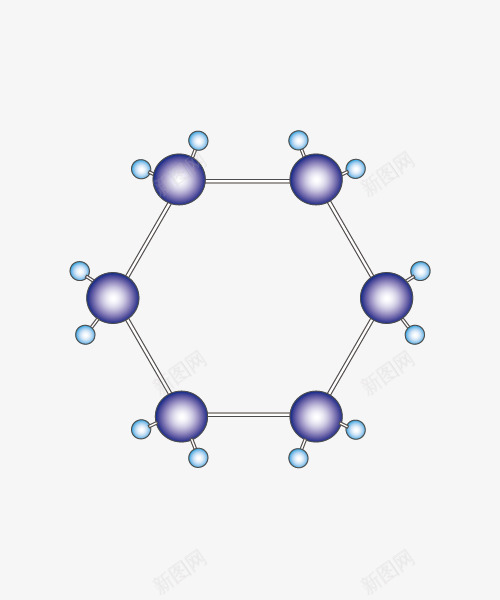 苯球棍模型png免抠素材_新图网 https://ixintu.com 化学 紫色 结构图 苯球棍模型