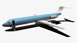 航空立体立体逼真蓝色飞机模型高清图片