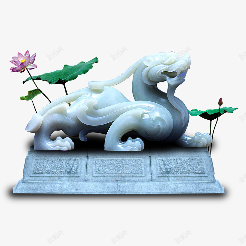 玉雕貔貅png免抠素材_新图网 https://ixintu.com 玉 玉制品 荷花 貔貅
