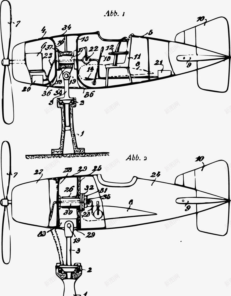飞机模型png免抠素材_新图网 https://ixintu.com 免费矢量下载 图纸 模型内部结构 飞机模型