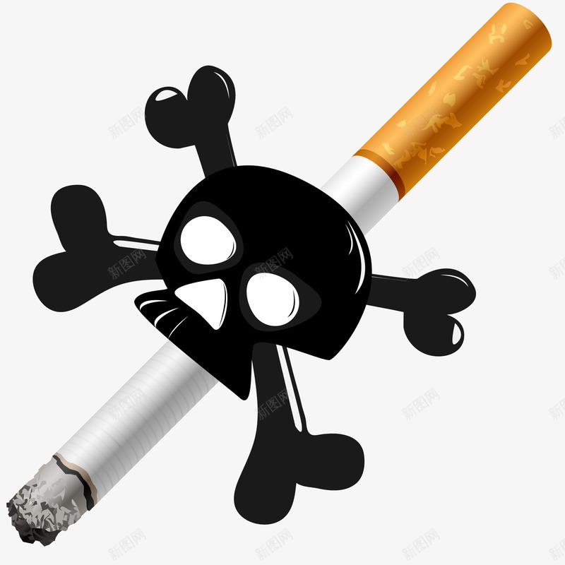 禁止吸烟标识矢量图图标ai_新图网 https://ixintu.com nosmoking 危害健康 尼古丁 矢量图 禁止吸烟 禁止吸烟标识免抠PNG 警告 香烟 骷颅头