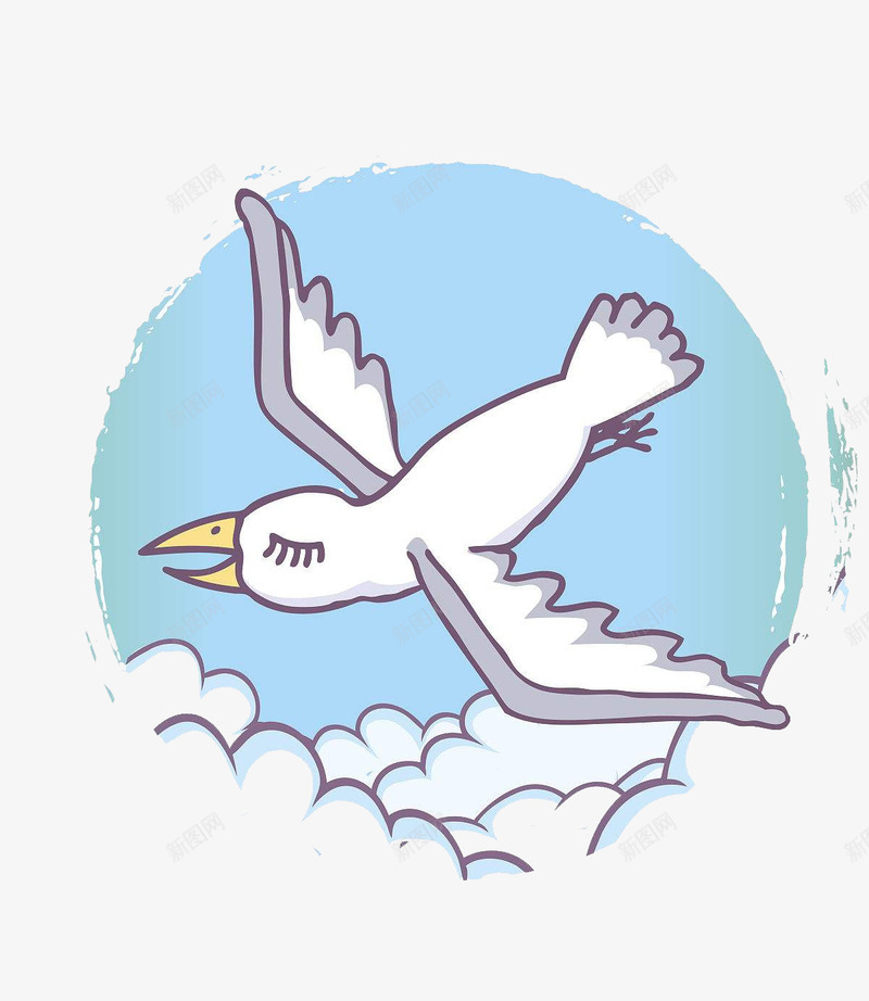 天空中飞翔的小鸟png免抠素材_新图网 https://ixintu.com 动漫动画 卡通手绘 天空 小鸟 白色 装饰图