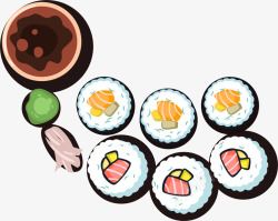 卡通寿司卷美食饭团装饰图案高清图片