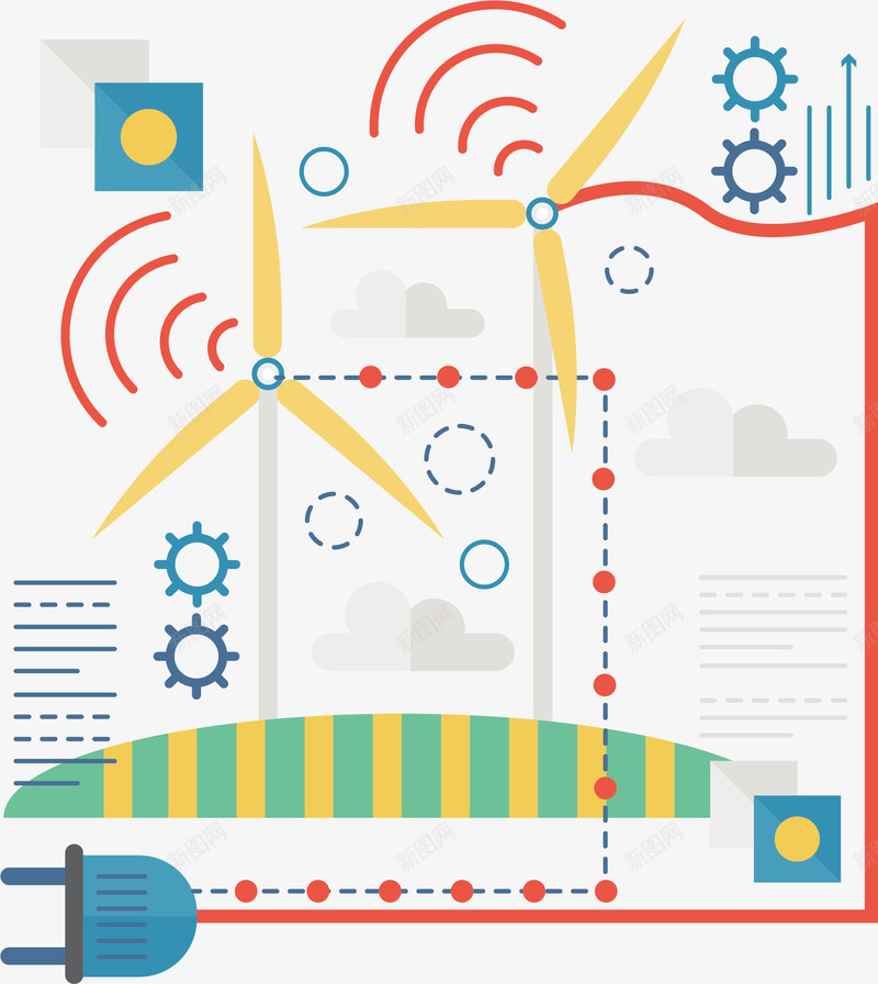 卡通信号图矢量图ai免抠素材_新图网 https://ixintu.com 信号 发电 圆圈 无线 蓝色 虚线 风力 矢量图