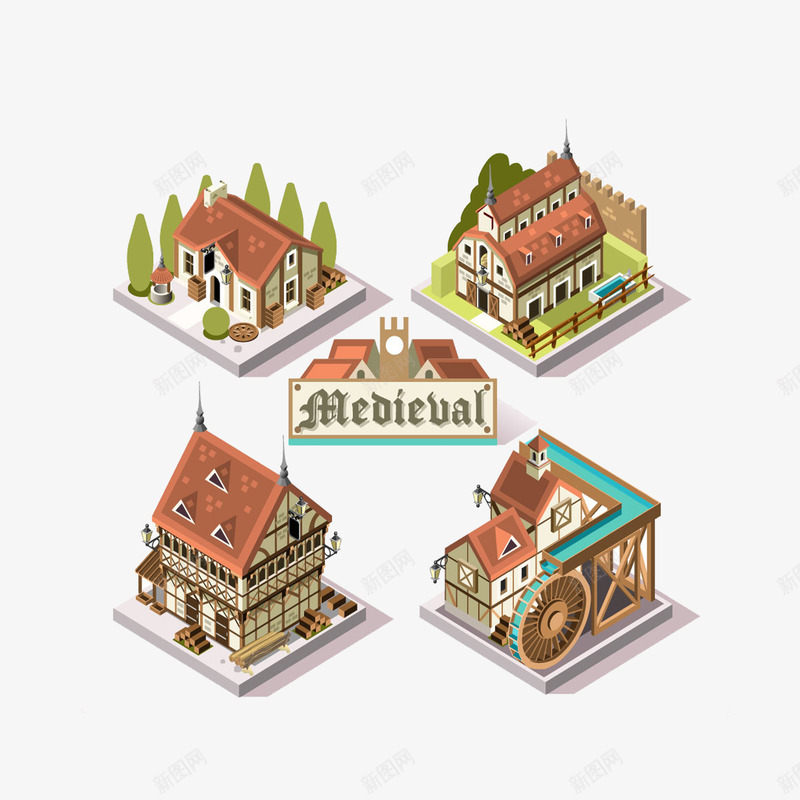 别墅模型psd免抠素材_新图网 https://ixintu.com 房子 房屋 设计