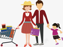 消费分析购物的家人矢量图高清图片