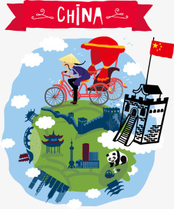 鍒涙剰镞呮父中国旅游景点介绍海报矢量图高清图片