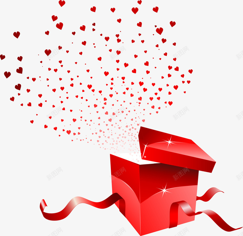 打开的红色礼盒png免抠素材_新图网 https://ixintu.com 扎礼物 打开 打开的礼盒 矢量素材 红色礼盒