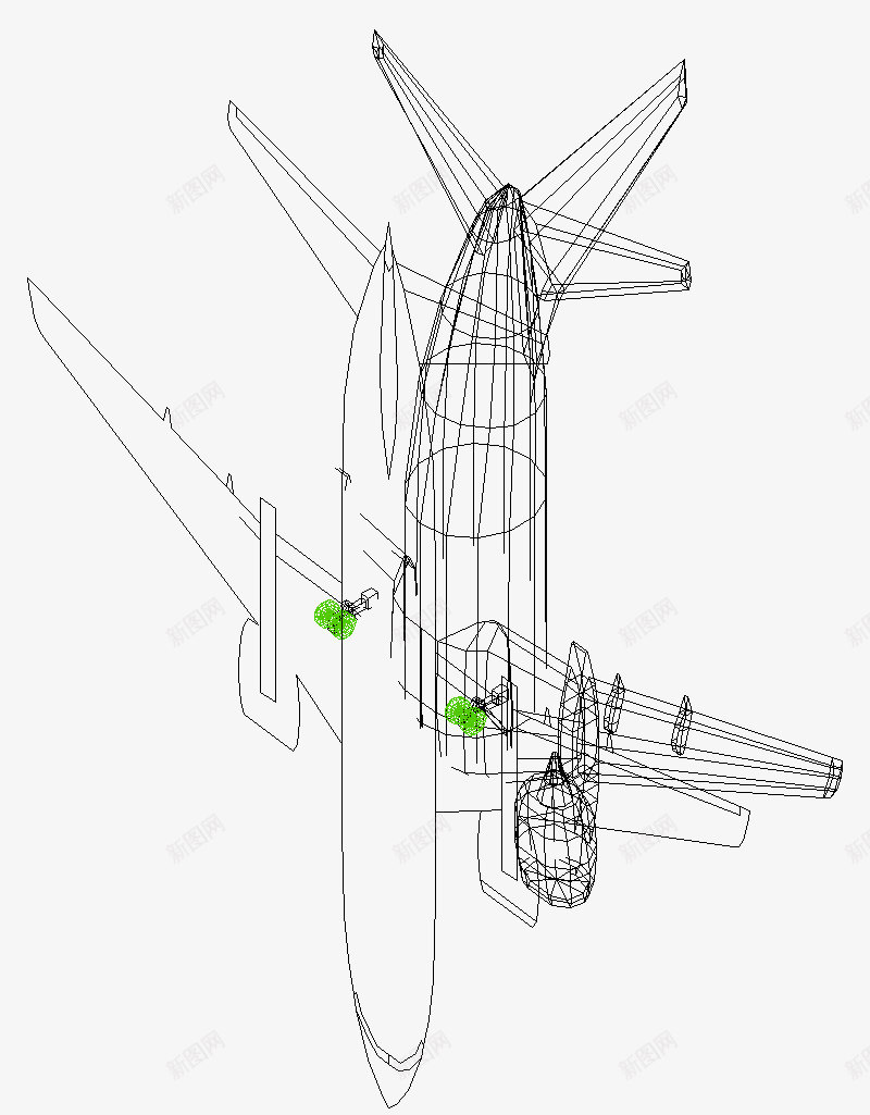 飞机模型线稿png免抠素材_新图网 https://ixintu.com 免费下载 线框图 线稿 飞机 飞机线稿