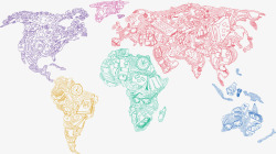 手绘风世界旅游地图矢量图素材