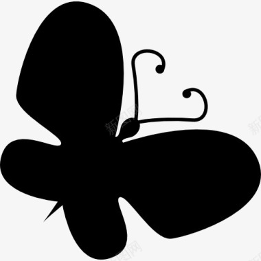 蝴蝶的黑色形状旋转右图标图标