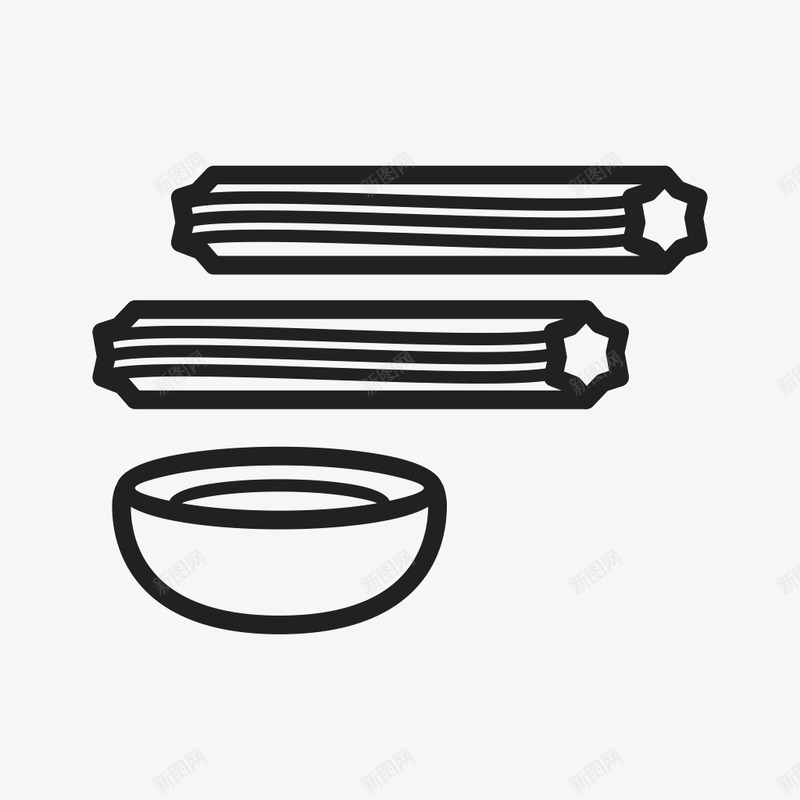 铅笔和碗png免抠素材_新图网 https://ixintu.com 学习 文具 生活 碗 简笔画 铅笔 餐具 黑白线条