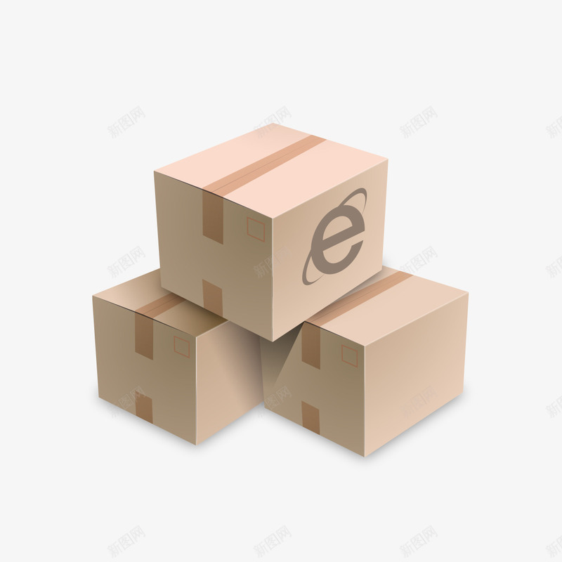 三个纸箱png免抠素材_新图网 https://ixintu.com 包装 打包 纸箱 纸箱模型