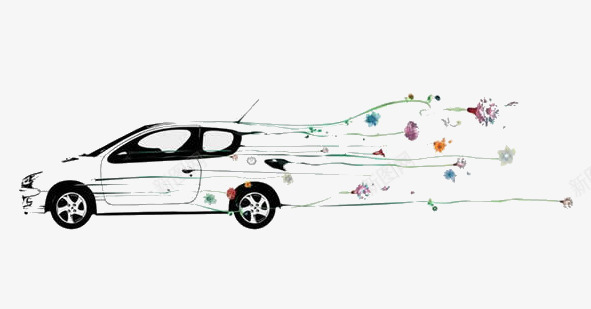 汽车创意海报png免抠素材_新图网 https://ixintu.com 汽车 白色 车辆 飞驰的汽车