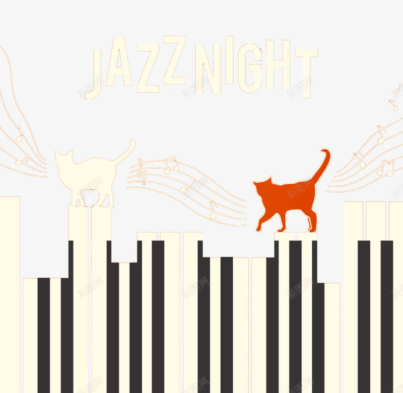 黑白琴键乐谱猫咪音乐元素png免抠素材_新图网 https://ixintu.com 乐谱 猫咪 琴键 音乐 音乐元素 音乐节海报