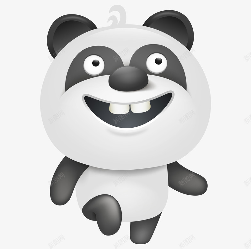 手绘卡通黑白熊猫png免抠素材_新图网 https://ixintu.com 两颗牙齿 动物 卡通形象 可爱小熊 填色练习 大眼睛 黑白熊猫