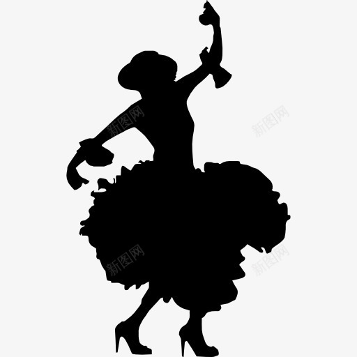 女性图标png_新图网 https://ixintu.com 人的剪影 女 弗拉明戈图标 弗拉门戈的轮廓形状 舞 舞者 舞蹈