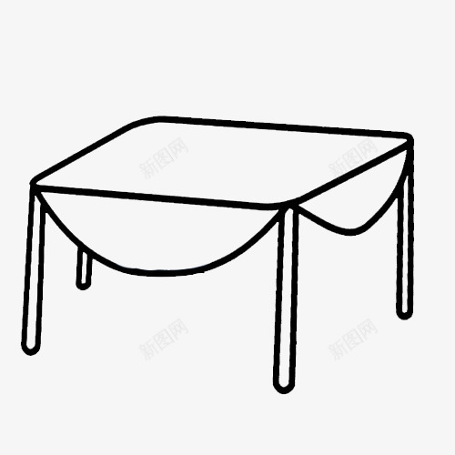 一张桌子简笔画图标png_新图网 https://ixintu.com 卡通 手绘 方桌子 桌子简笔画 简笔画 简笔绘画 线条 黑白