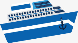 蓝色交通工具轮船旅游旅行素矢量图素材