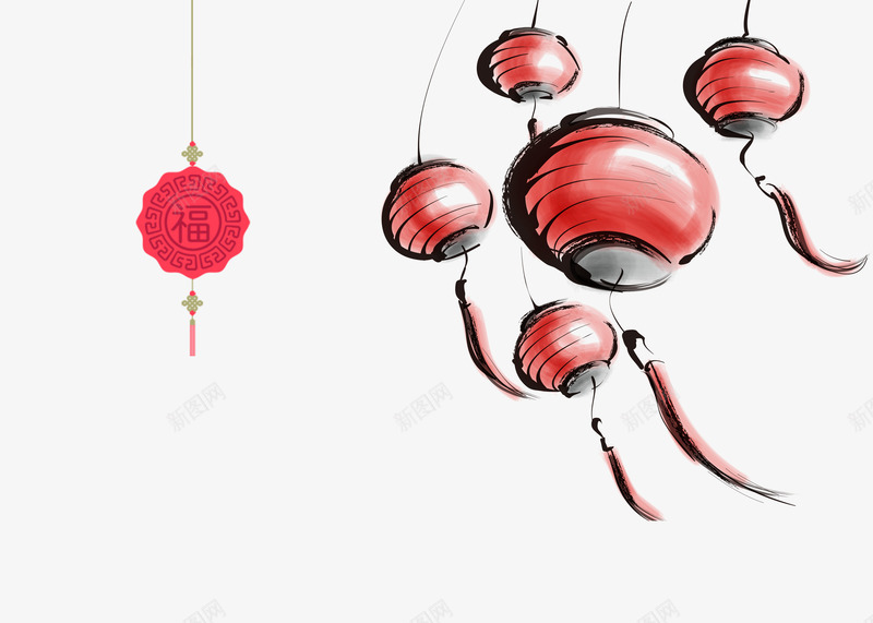 漂浮的红色灯笼png免抠素材_新图网 https://ixintu.com 中国风 喜庆元素 漂浮灯笼 红色灯笼 过年元素