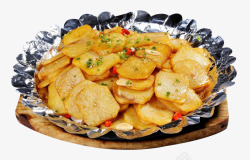 铁板土豆文化葱香铁板土豆片高清图片