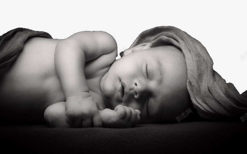 睡懒觉的宝宝png免抠素材_新图网 https://ixintu.com 免费 免费素材 可爱 懒觉 摄影 黑白照