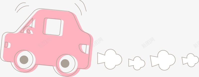 粉色汽车png免抠素材_新图网 https://ixintu.com 卡通 手绘 汽车 粉色 线条 车辆
