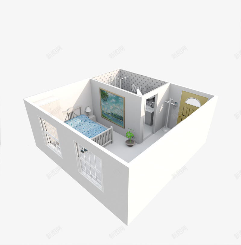 房子模型png免抠素材_新图网 https://ixintu.com 室内 建筑 模型屋 立体 装修 规划布局