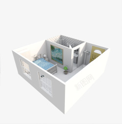 凹形建筑布局房子模型高清图片