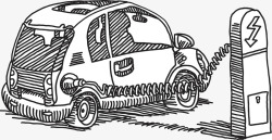 汽车充电桩电动汽车插画高清图片