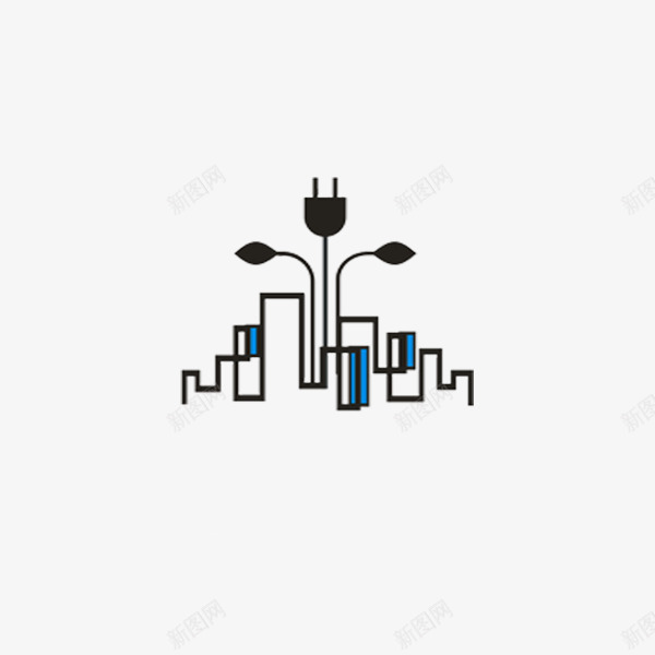 创意简画图标png_新图网 https://ixintu.com 创意简画 图标 城市 楼房 简易画作 黑白画
