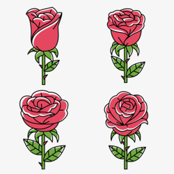 卡通手绘玫瑰花装饰图案素材
