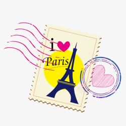 巴黎邮票贴矢量图素材