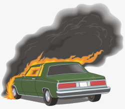 汽车起步烟雾着火的汽车高清图片