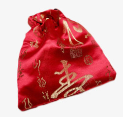 丝绸寿字红袋素材