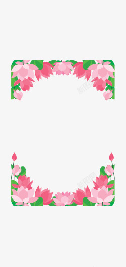 粉红荷花装饰边框矢量图素材