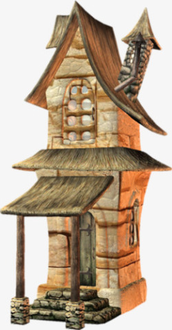石头小楼建筑模型稻草石头小楼高清图片
