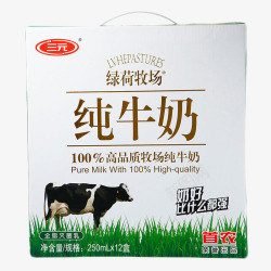 银离子杀菌三元绿荷牧场纯牛奶高清图片