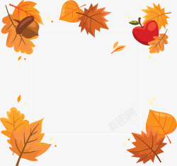 秋季落叶苹果边框矢量图素材