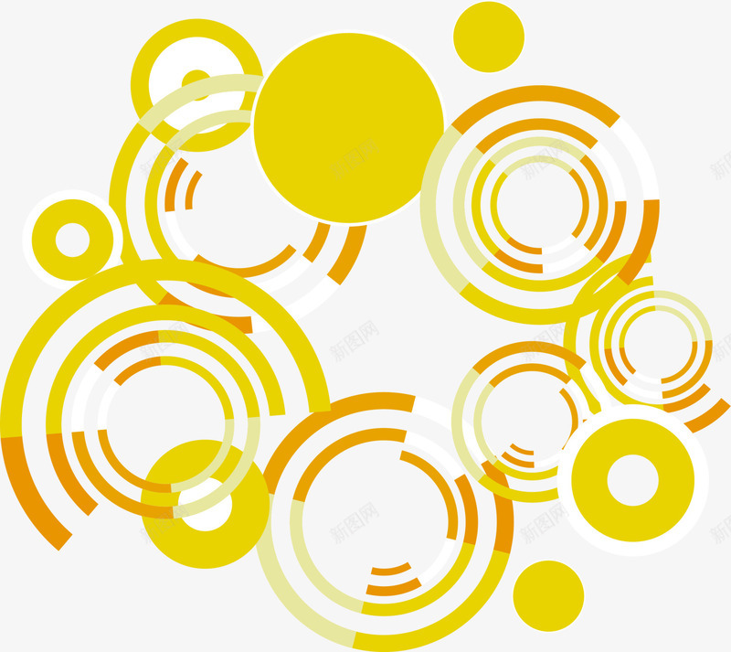 黄色圆圈图案png免抠素材_新图网 https://ixintu.com 光环 渐变光环 简约图案 组合光圈 边框纹理 黄色圆圈