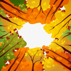 秋季彩绘彩绘秋季树林上的天空高清图片